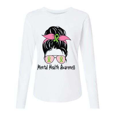 Messy Bun Mental Health Matters Gift Mental Health Awareness Womens Cotton Relaxed Long Sleeve T-Shirt