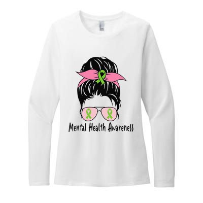 Messy Bun Mental Health Matters Gift Mental Health Awareness Womens CVC Long Sleeve Shirt