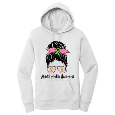 Messy Bun Mental Health Matters Gift Mental Health Awareness Women's Pullover Hoodie