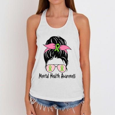 Messy Bun Mental Health Matters Gift Mental Health Awareness Women's Knotted Racerback Tank