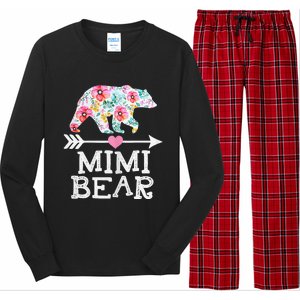 Mimi Bear Mom Grandma Floral Happy Mother's Day Tee Long Sleeve Pajama Set