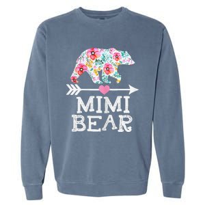 Mimi Bear Mom Grandma Floral Happy Mother's Day Tee Garment-Dyed Sweatshirt