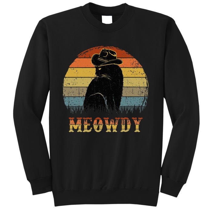 Mashup Between Meow And Howdy Black Cat Sweatshirt