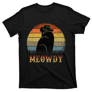 Mashup Between Meow And Howdy Black Cat T-Shirt