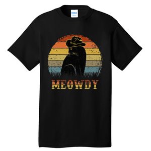 Mashup Between Meow And Howdy Black Cat Tall T-Shirt