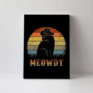 Mashup Between Meow And Howdy Black Cat Canvas