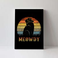 Mashup Between Meow And Howdy Black Cat Canvas