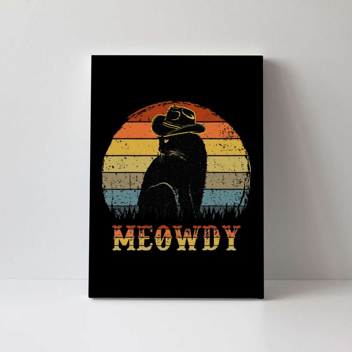 Mashup Between Meow And Howdy Black Cat Canvas