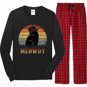 Mashup Between Meow And Howdy Black Cat Long Sleeve Pajama Set