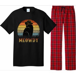 Mashup Between Meow And Howdy Black Cat Pajama Set