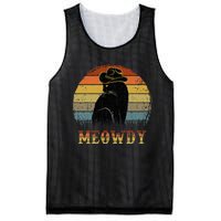 Mashup Between Meow And Howdy Black Cat Mesh Reversible Basketball Jersey Tank