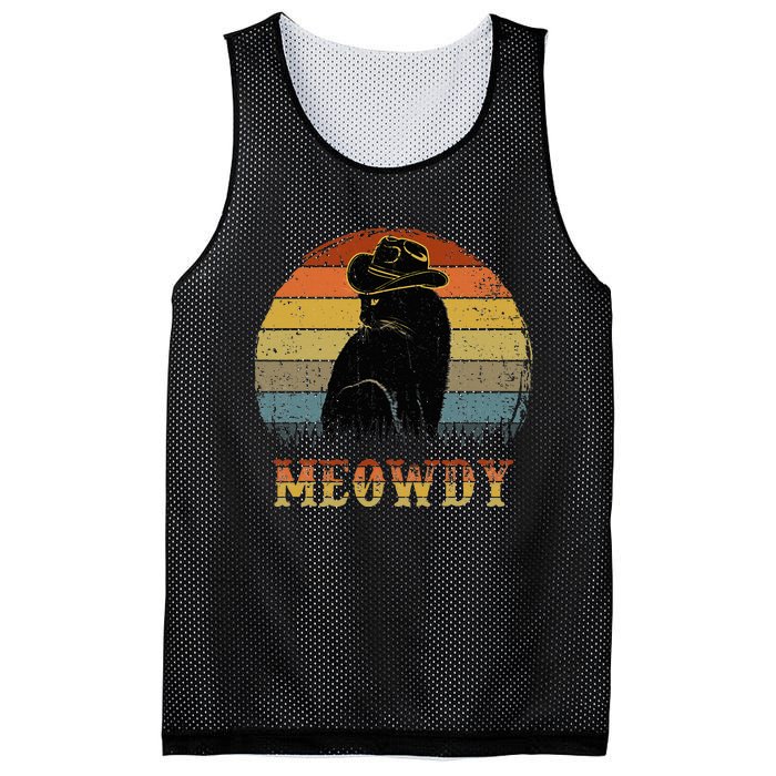 Mashup Between Meow And Howdy Black Cat Mesh Reversible Basketball Jersey Tank