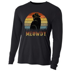 Mashup Between Meow And Howdy Black Cat Cooling Performance Long Sleeve Crew