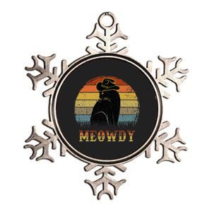 Mashup Between Meow And Howdy Black Cat Metallic Star Ornament