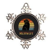 Mashup Between Meow And Howdy Black Cat Metallic Star Ornament