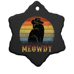 Mashup Between Meow And Howdy Black Cat Ceramic Star Ornament