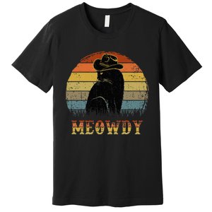 Mashup Between Meow And Howdy Black Cat Premium T-Shirt