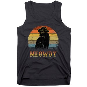 Mashup Between Meow And Howdy Black Cat Tank Top