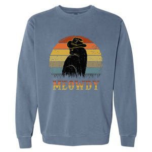 Mashup Between Meow And Howdy Black Cat Garment-Dyed Sweatshirt