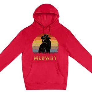 Mashup Between Meow And Howdy Black Cat Premium Pullover Hoodie