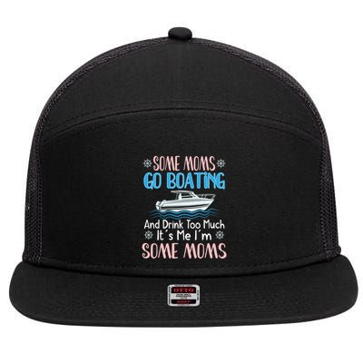 Moms Boating Mom Boat Captain Pontoon Sailor Cruising Gift 7 Panel Mesh Trucker Snapback Hat