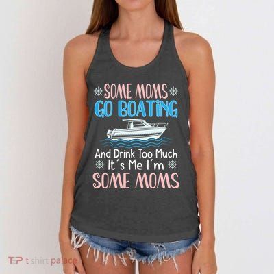 Moms Boating Mom Boat Captain Pontoon Sailor Cruising Gift Women's Knotted Racerback Tank