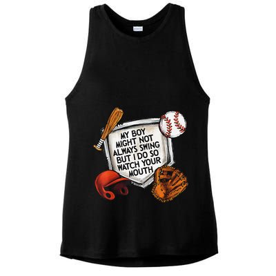 My Boy May Not Always Swing But I Do So Watch Your Mouth Ladies PosiCharge Tri-Blend Wicking Tank