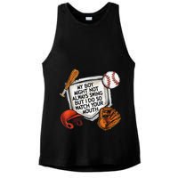 My Boy May Not Always Swing But I Do So Watch Your Mouth Ladies PosiCharge Tri-Blend Wicking Tank