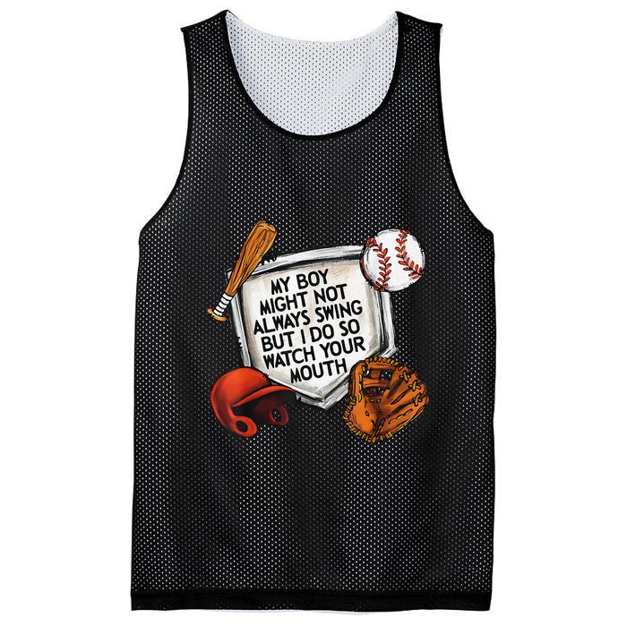 My Boy May Not Always Swing But I Do So Watch Your Mouth Mesh Reversible Basketball Jersey Tank