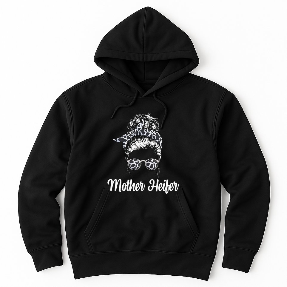 Messy Bun Mother Heifer Farmer Cow Mom Farming Cows Hoodie