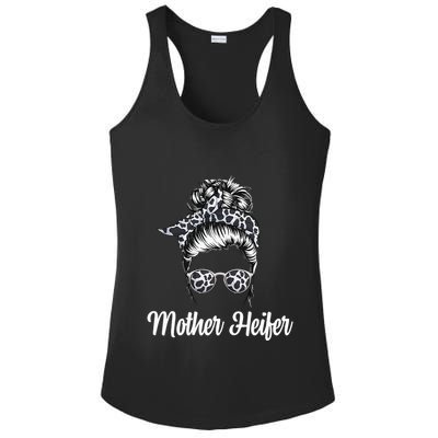 Messy Bun Mother Heifer Farmer Cow Mom Farming Cows Ladies PosiCharge Competitor Racerback Tank