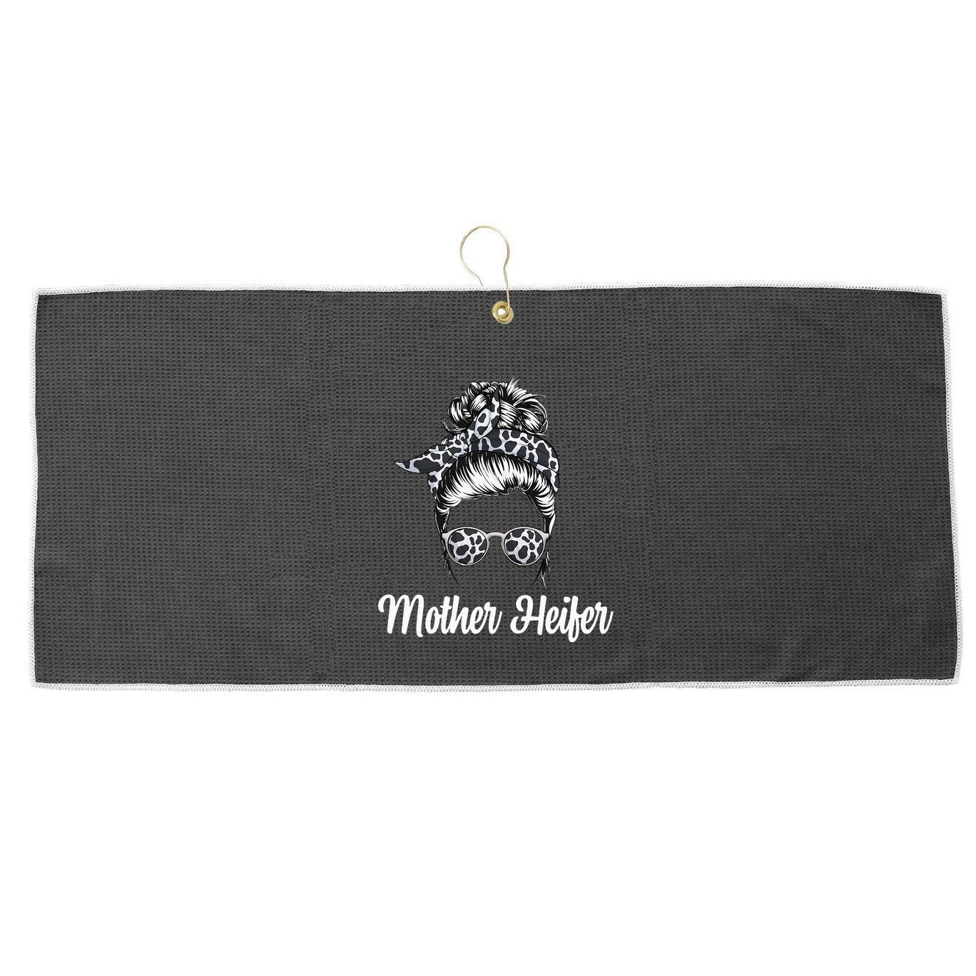 Messy Bun Mother Heifer Farmer Cow Mom Farming Cows Large Microfiber Waffle Golf Towel