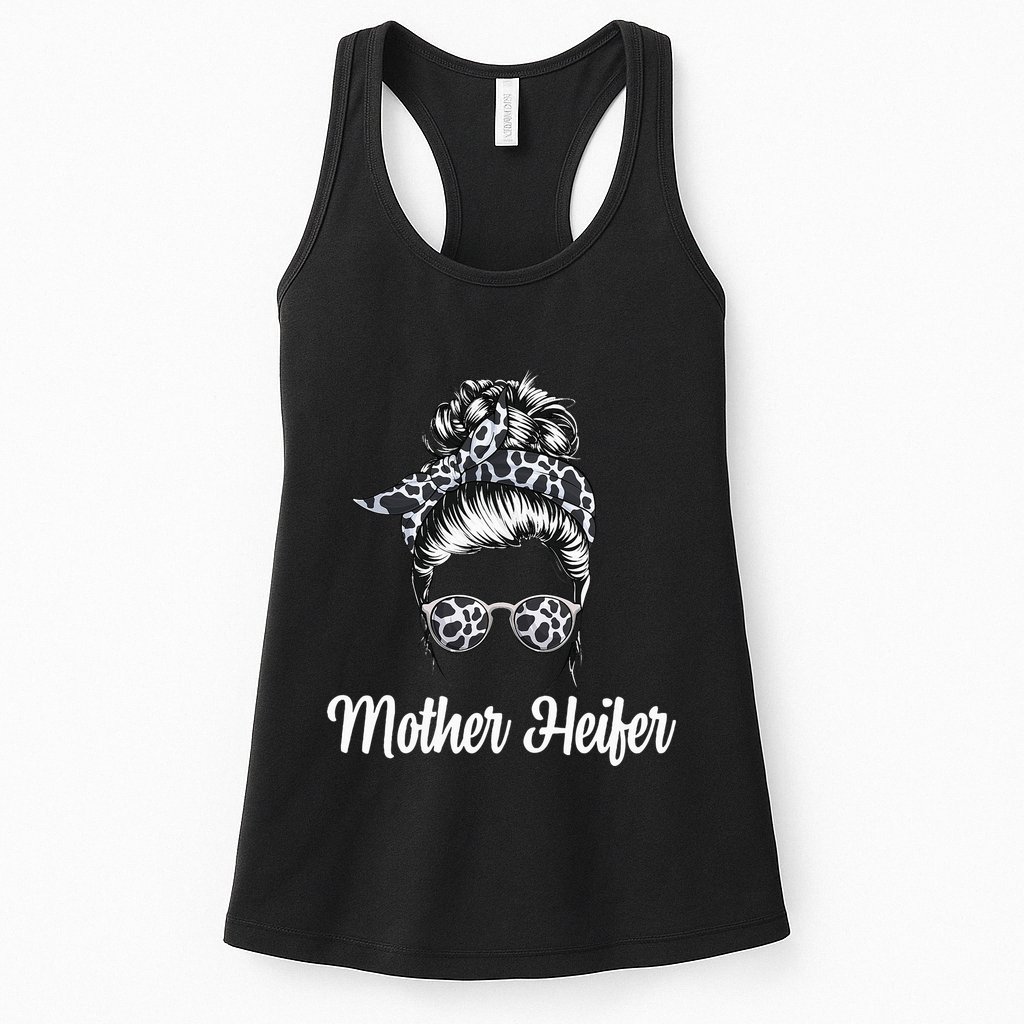 Messy Bun Mother Heifer Farmer Cow Mom Farming Cows Womens Tank Top