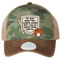 My Boy Might Not Always Swing But I Do Baseball Parent Legacy Tie Dye Trucker Hat