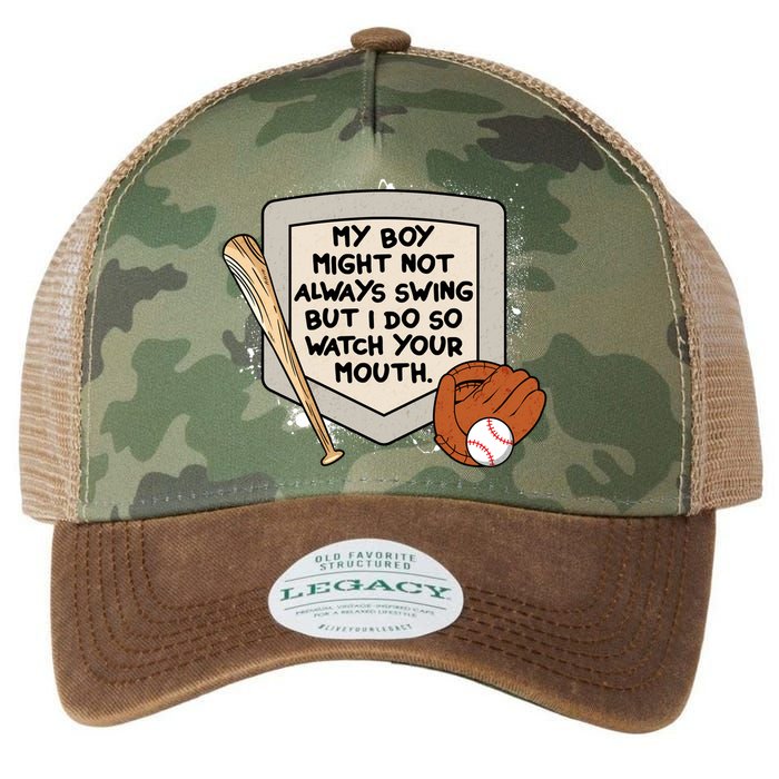 My Boy Might Not Always Swing But I Do Baseball Parent Legacy Tie Dye Trucker Hat