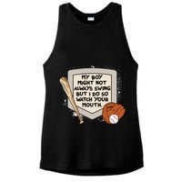 My Boy Might Not Always Swing But I Do Baseball Parent Ladies PosiCharge Tri-Blend Wicking Tank