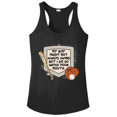 My Boy Might Not Always Swing But I Do Baseball Parent Ladies PosiCharge Competitor Racerback Tank