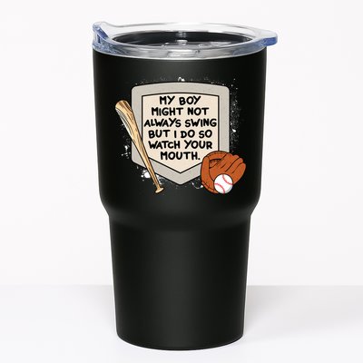 My Boy Might Not Always Swing But I Do Baseball Parent Tumbler