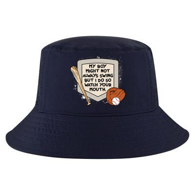 My Boy Might Not Always Swing But I Do Baseball Parent Cool Comfort Performance Bucket Hat