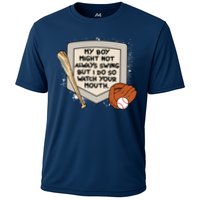 My Boy Might Not Always Swing But I Do Baseball Parent Performance Shirt