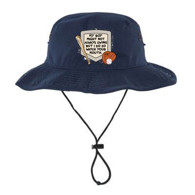My Boy Might Not Always Swing But I Do Baseball Parent Bucket Hat