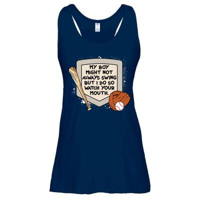 My Boy Might Not Always Swing But I Do Baseball Parent Ladies Essential Flowy Tank