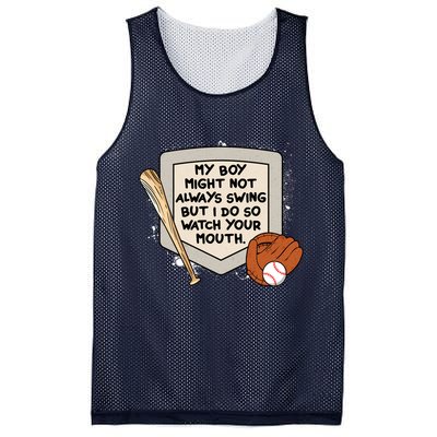My Boy Might Not Always Swing But I Do Baseball Parent Mesh Reversible Basketball Jersey Tank