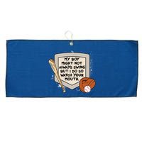 My Boy Might Not Always Swing But I Do Baseball Parent Large Microfiber Waffle Golf Towel