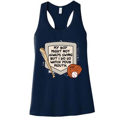 My Boy Might Not Always Swing But I Do Baseball Parent Womens Tank Top
