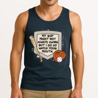 My Boy Might Not Always Swing But I Do Baseball Parent Tank Top
