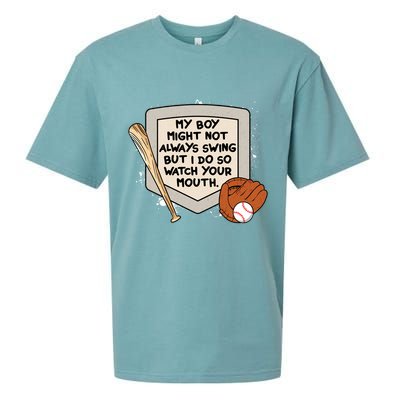 My Boy Might Not Always Swing But I Do Baseball Parent Sueded Cloud Jersey T-Shirt