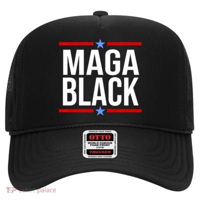 Maga Black High Crown Mesh Back Trucker Hat