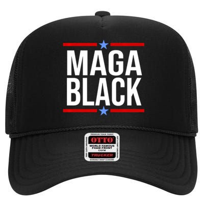 Maga Black High Crown Mesh Back Trucker Hat