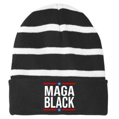 Maga Black Striped Beanie with Solid Band